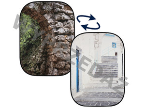 Składane tło dwustronne Perspective Collapsible 1.5 x 2.1 m Stone Arch / Grecian Steps