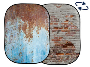Tło składane dwustronne Lastolite Urban Background 1.5 x 2.1 m Rusty Metal / Plaster Wall