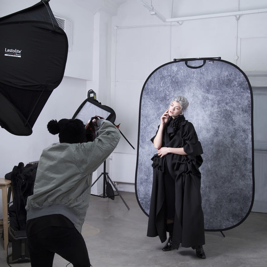 Składane tło dwustronne Urban Collapsible 1.5 x 2.1 m Smoke / Concret