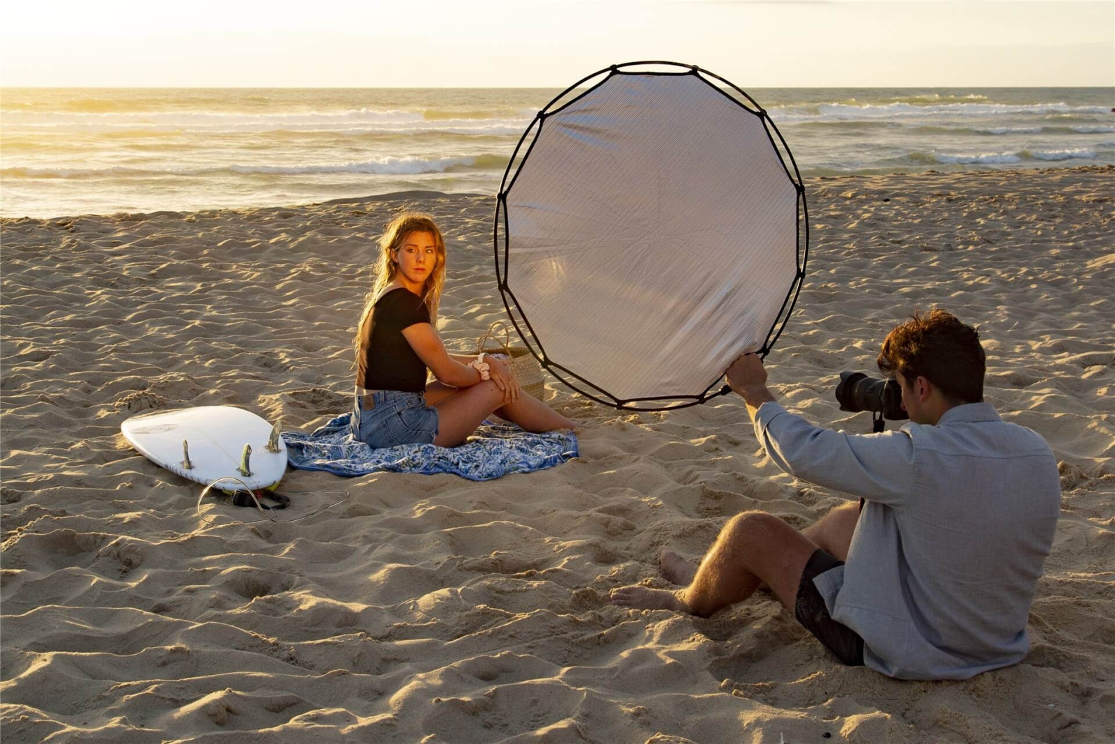 Blenda kołowa Halo Compact sunlite-softsilver tylko tkanina z klipsami