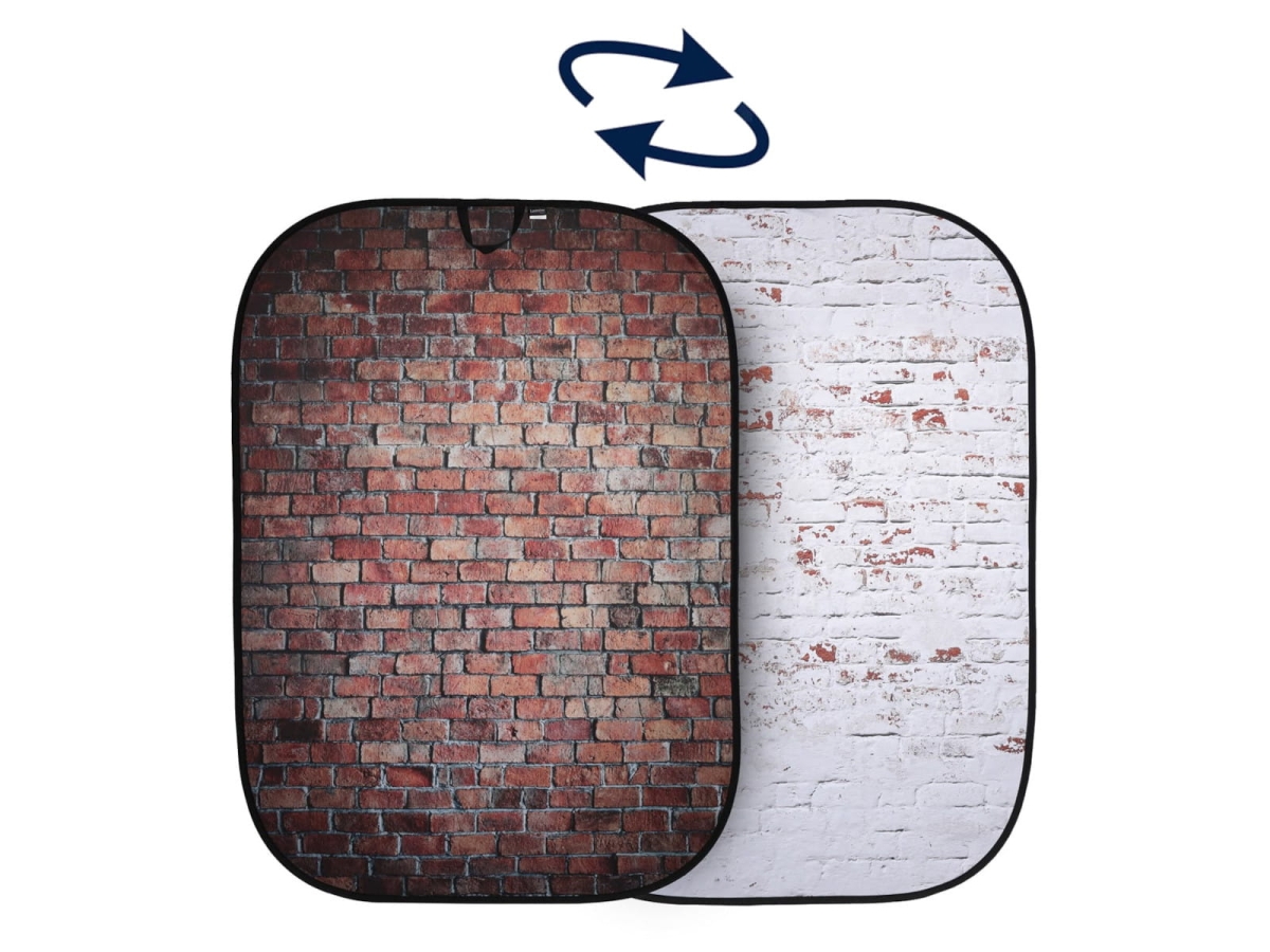 Składane tło dwustronne Urban Collapsible 1.5x2.1 m Red/Distressed White Brick